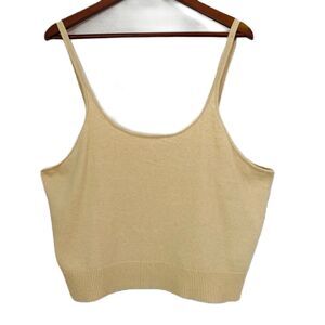 Old Navy Tank Women 2X Quinoa Tan Strappy Sweater Cami Crop Casual Preppy NWT